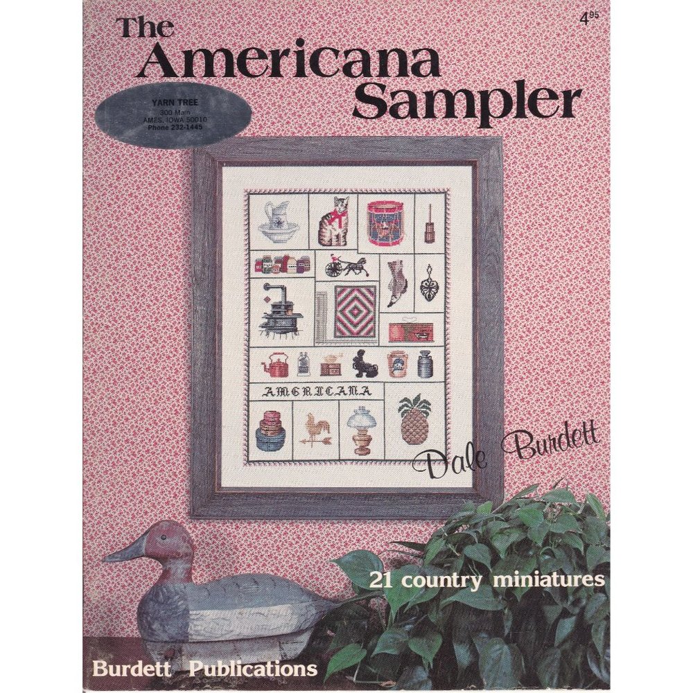 Vintage Cross Stitch Patterns, The Americana Sampler, 21 Country Miniatures